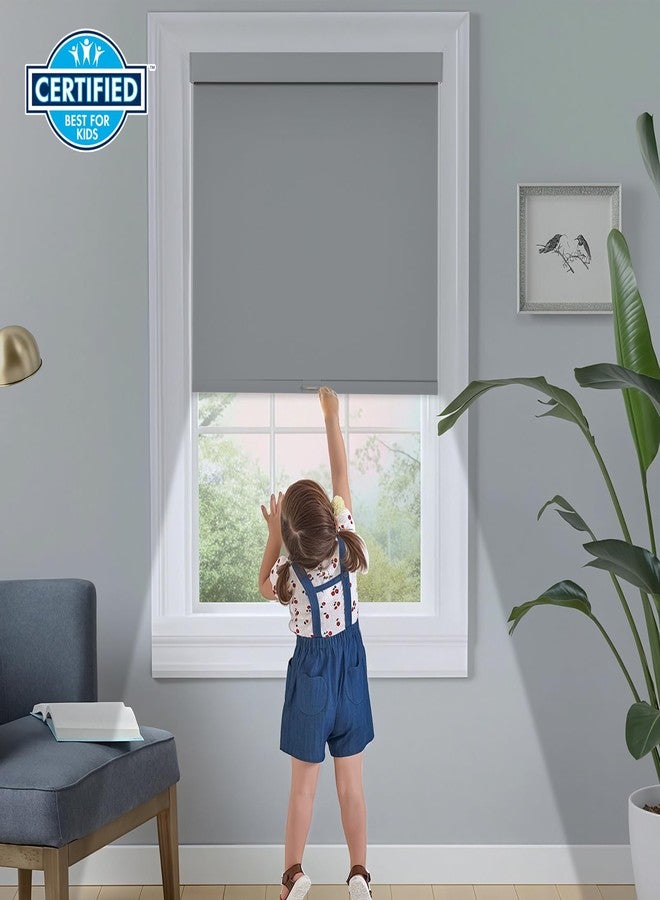 Persilux ستائر بيرسيلوكس الدوارة المعتمة للنوافذ، ستائر دوارة لاسلكية مع غطاء علوي، ستائر نوافذ من القماش المعزول حرارياً، ستائر حماية من الأشعة فوق البنفسجية للمنزل وغرفة النوم (رمادي، 25 بوصة عرض × 72 بوصة ارتفاع) - Image 5